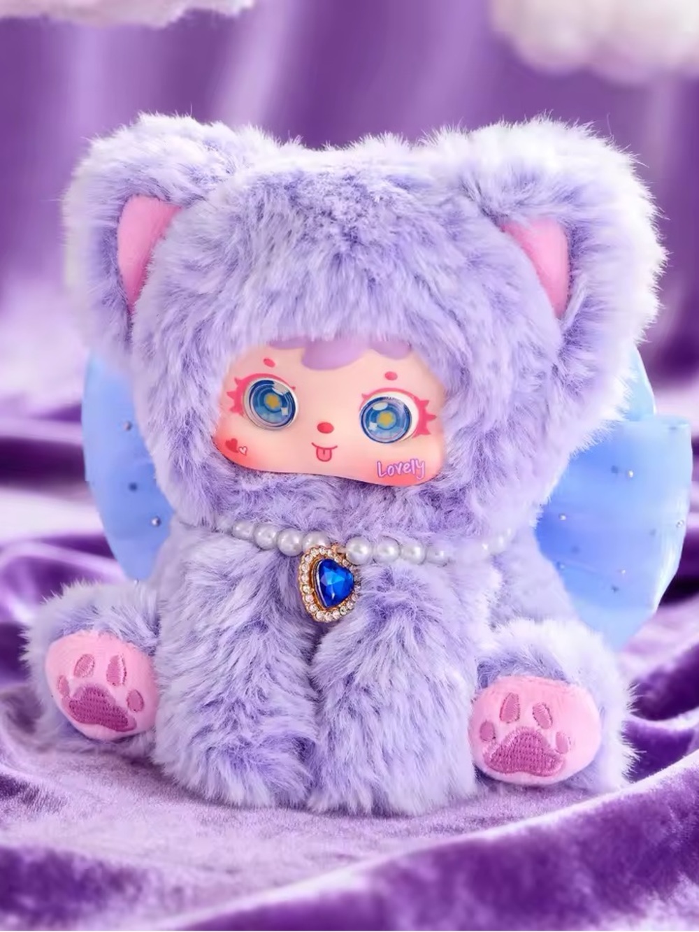 Samuel “Purple Plush Pearl Cat” Velvet Rainbow Meow Series Blind Box Bag Charm